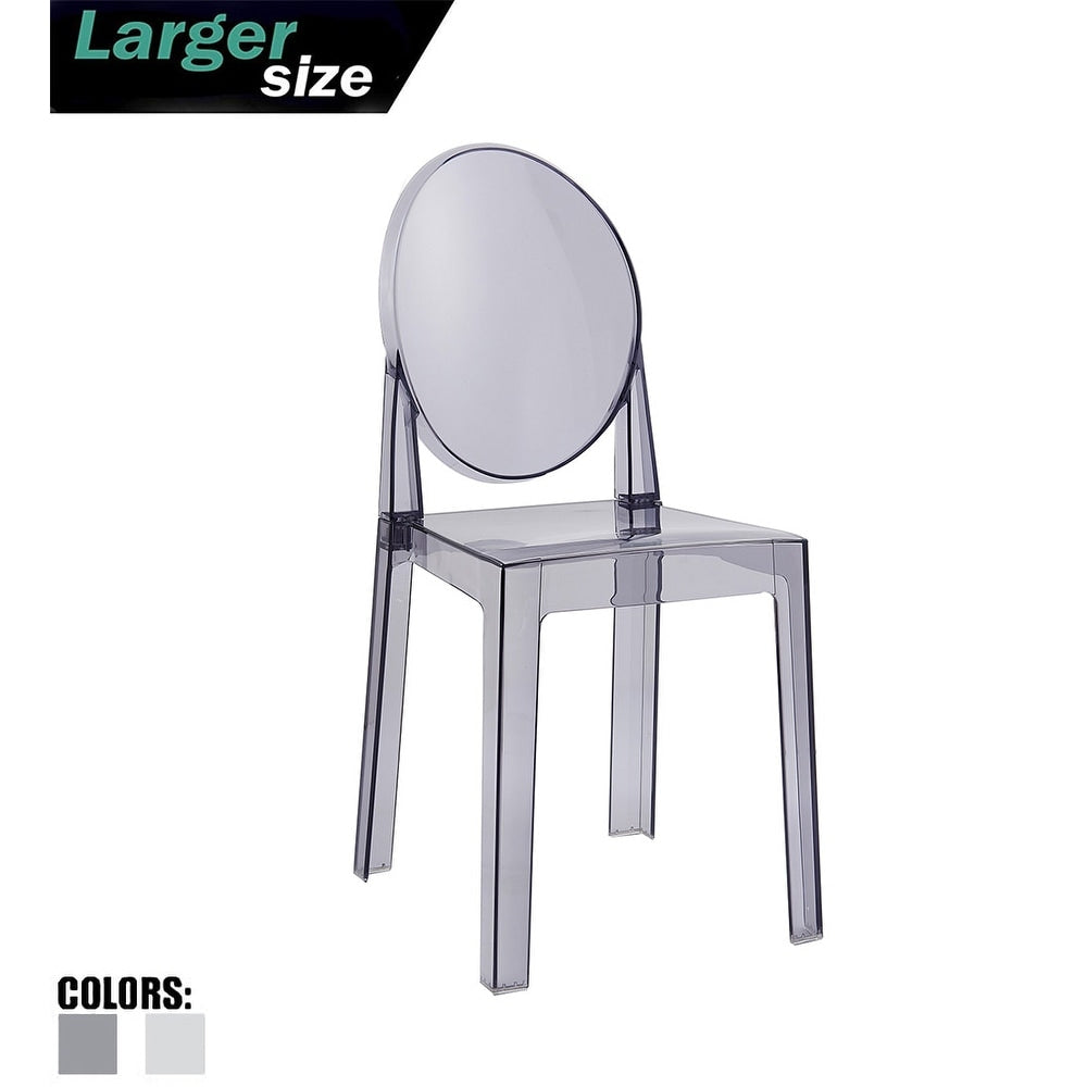 Smoke Large Size Modern Ghost Side Transparent Victoria Dining Room Accent Seat Lounge Armless Chair