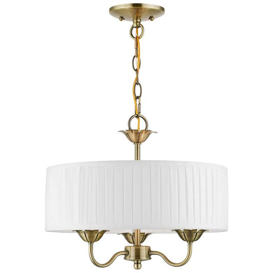 3 Light Antique Brass Pendant Chandelier