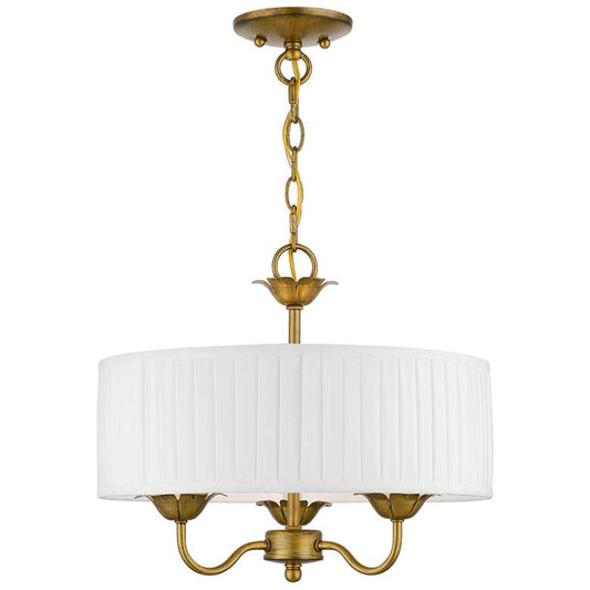 3 Light Antique Gold Leaf Pendant