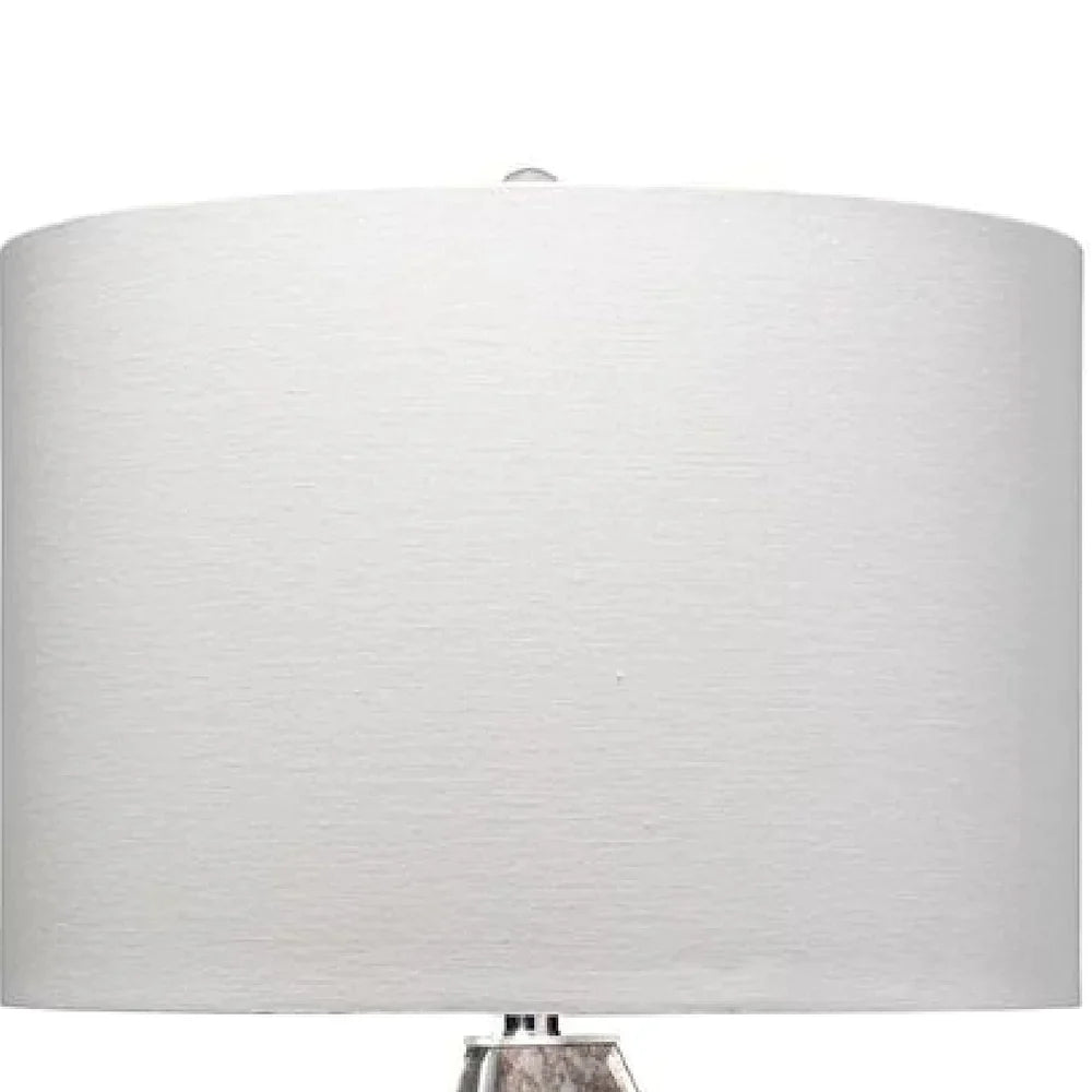 30 Inch Glass Geometric Table Lamp, Antique Grey, White