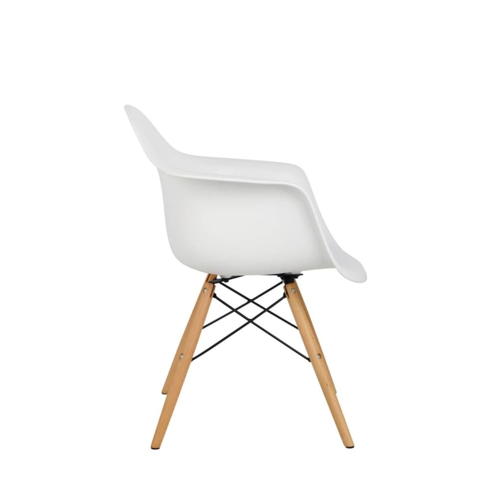 30.5" White Arm Bucket Seat Studio Dining Chair