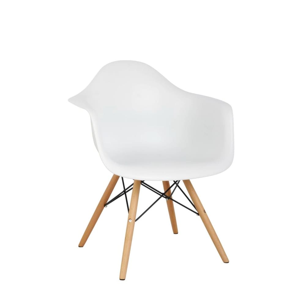 30.5" White Arm Bucket Seat Studio Dining Chair