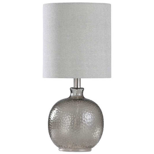 Table Lamp - Smoke Finish - Light Gray Hardback Fabric Shade