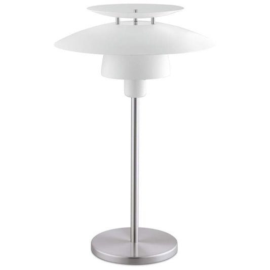 Brenda Table Lamp, Satin Nickel, White Shade