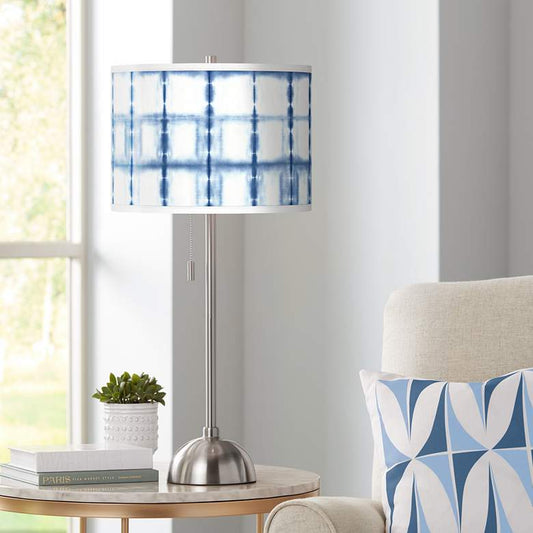 Blue Mist Giclee Brushed Nickel Table Lamp