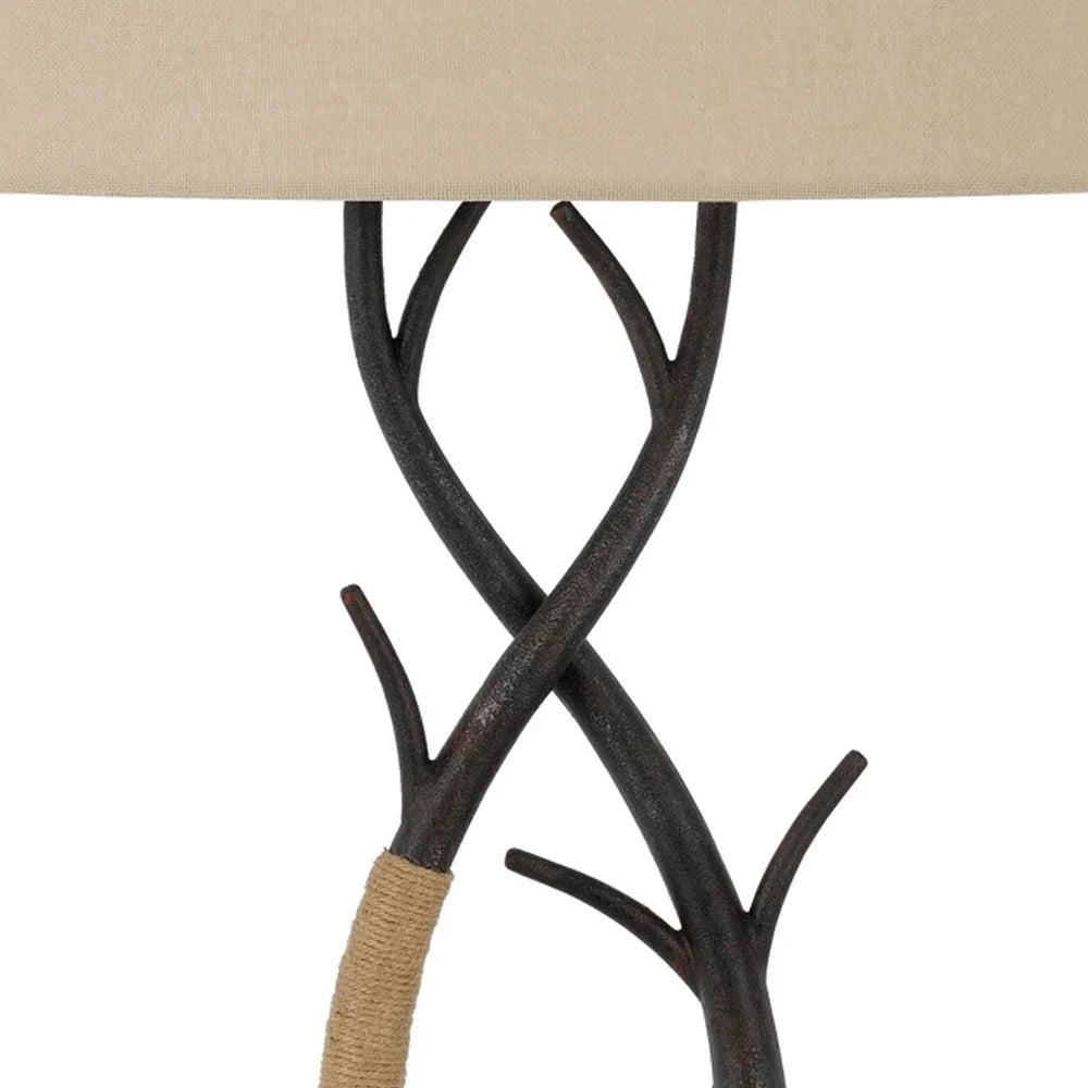 32 Inch Metal Tree Branch Base Table Lamp, Dimmer, Black