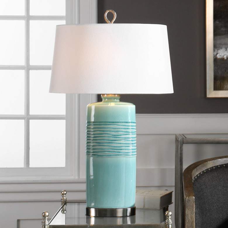 Rila Distressed Teal Ceramic Table Lamp