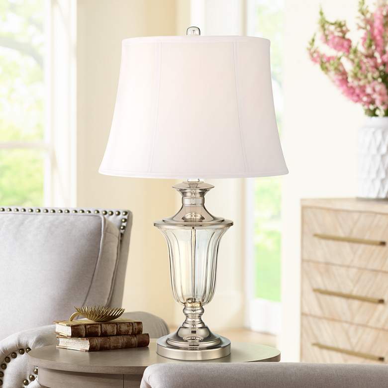 Courtney Polished Nickel and Crystal Traditional Table Lamp