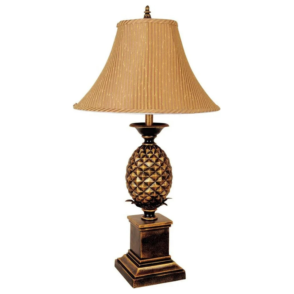 32" Gold Metal Pineapple Table Lamp With Gold Classic Empire Shade - 18 x 18 x 32