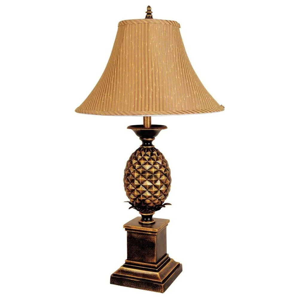 32" Gold Metal Pineapple Table Lamp With Gold Classic Empire Shade - 18 x 18 x 32