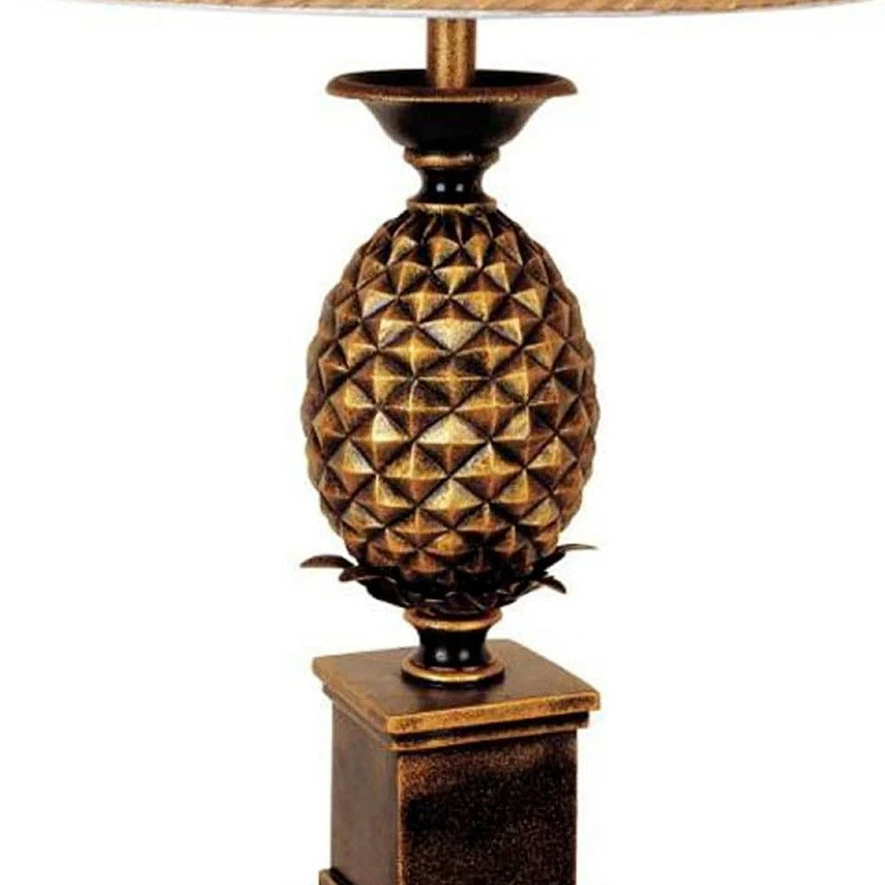 32" Gold Metal Pineapple Table Lamp With Gold Classic Empire Shade - 18 x 18 x 32