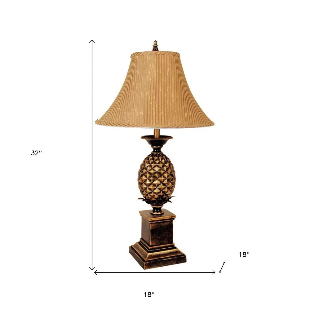 32" Gold Metal Pineapple Table Lamp With Gold Classic Empire Shade - 18 x 18 x 32