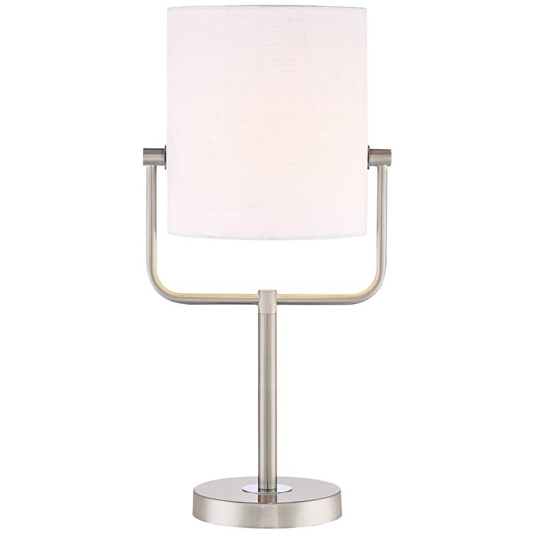 Tina Brushed Nickel Finish and White Shade Modern Accent Table Lamp