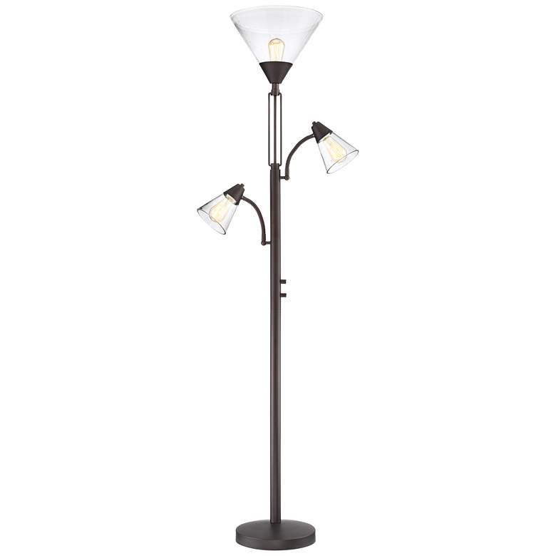 Warwick Tree Torchiere Floor Lamp with Gooseneck Side Lights and LED Bulbs