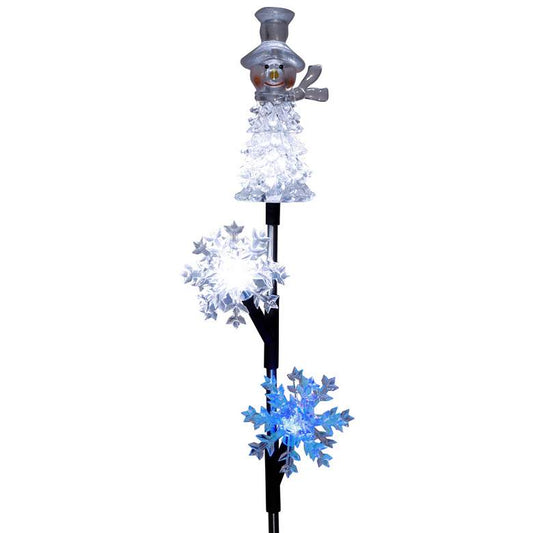 33" High Solar LED Snowman and Snowflake Christmas Stake