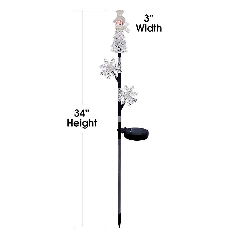 33" High Solar LED Snowman and Snowflake Christmas Stake