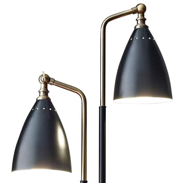 Chelsea Black and Antique Brass Metal 2-Light Table Lamp