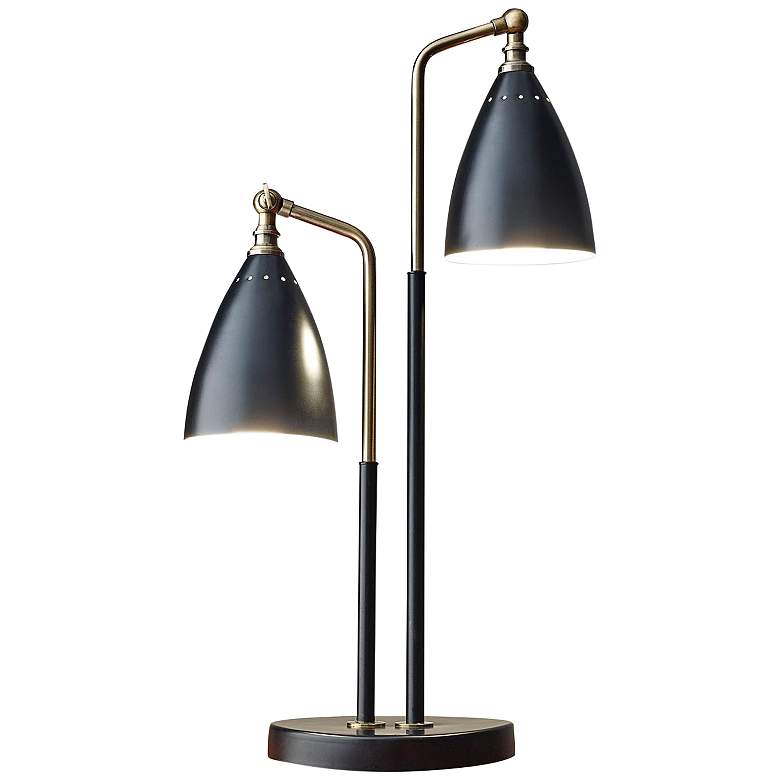 Chelsea Black and Antique Brass Metal 2-Light Table Lamp