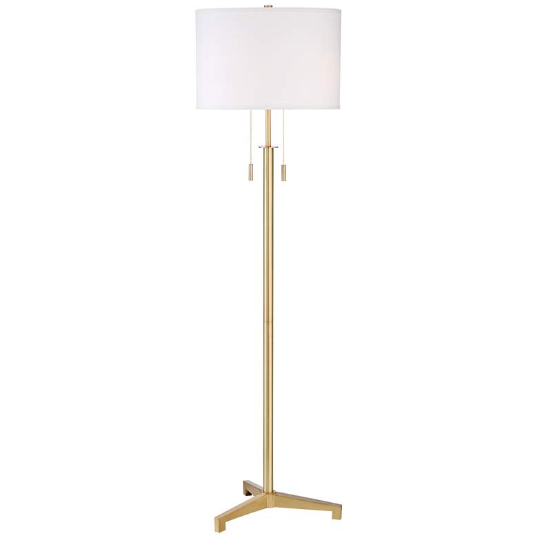 Possini Euro Encino Antique Brass Modern Tripod Floor Lamp