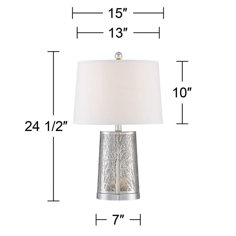 Marin Laser Cut Silver Base Table Lamp With Nightlight