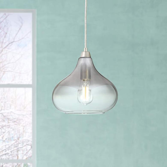 Possini Euro Eun 9 1/2" Wide Brushed Nickel LED Mini Pendant