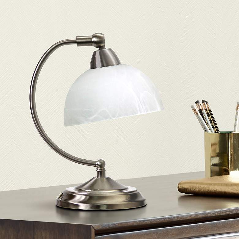 Bonanza Brushed Nickel Mini Banker's Desk Lamp