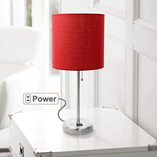 Ben Brushed Steel 19 1/2"H Accent Table Lamp w/ Red Shade