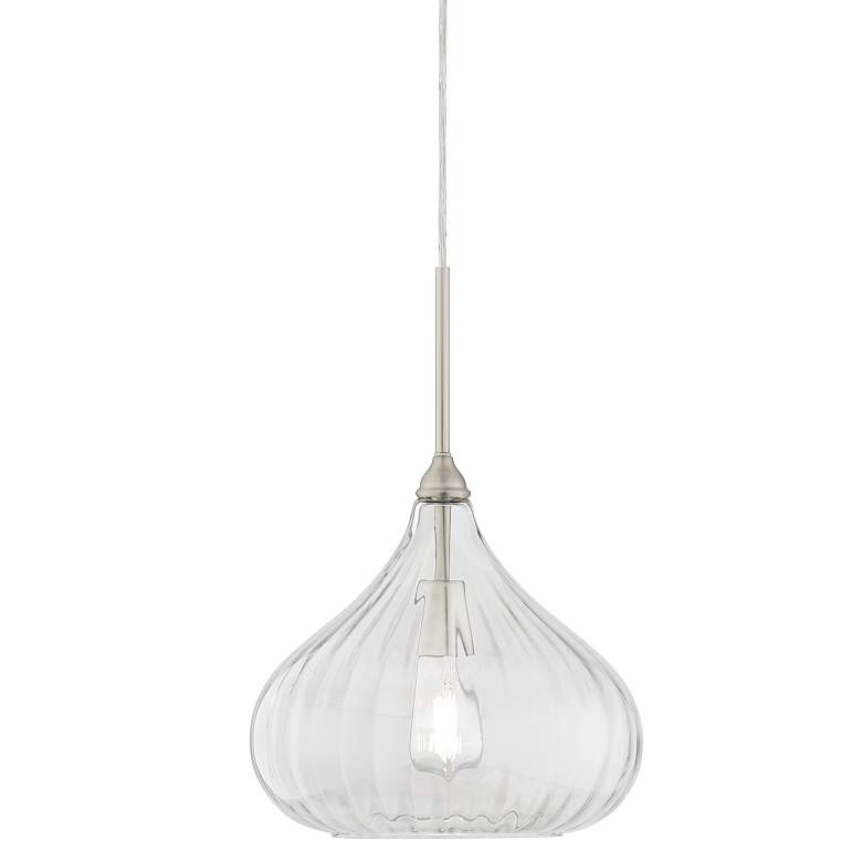 Major 12 1/2" Wide Nickel and Clear Glass LED Pendant Light