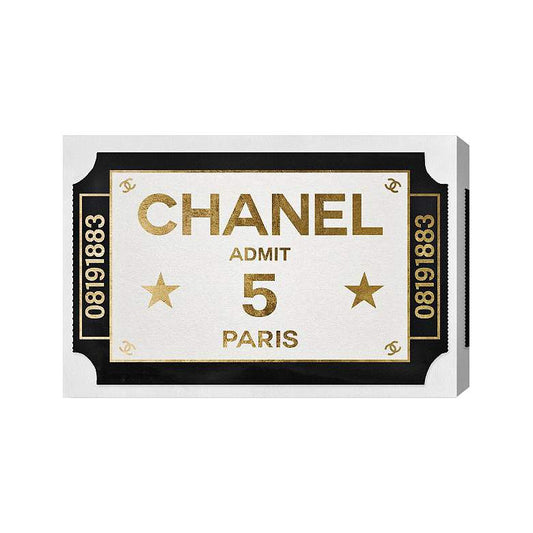 Oliver Gal Ticket Admit One Paris Canvas Wall Art