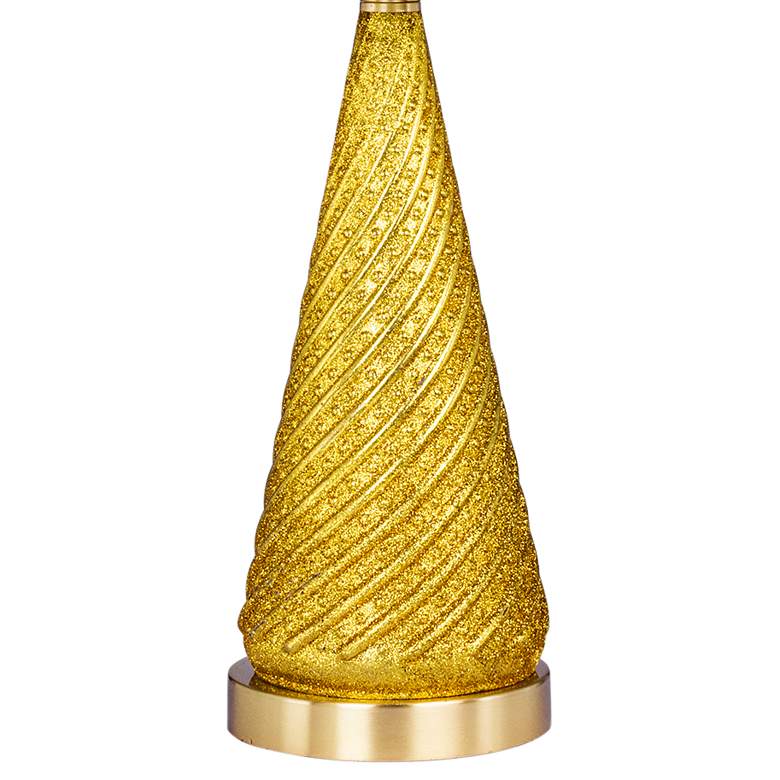 Double Dip Spiraled Cone Gold Glitter Glass Table Lamp