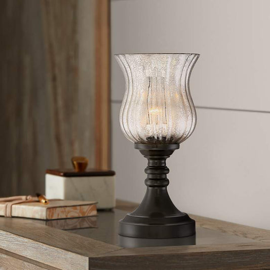 Mercury Glass and Black Bronze Traditional Uplight Accent Lamp