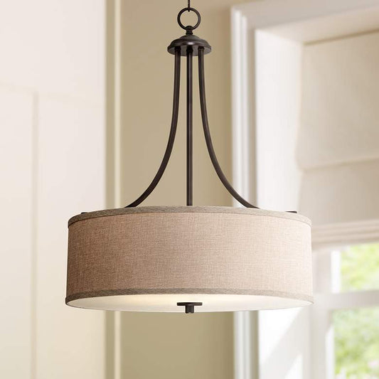 La Pointe 19 1/2" Wide Oatmeal Linen Shade Pendant Light