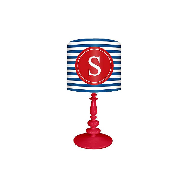 Blue And Red "S" Striped Monogram Kids Table Lamp