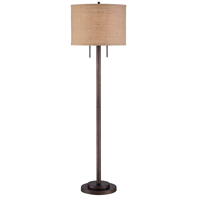 Garth Twin Pull Chain Transitional Bronze Floor Lamp