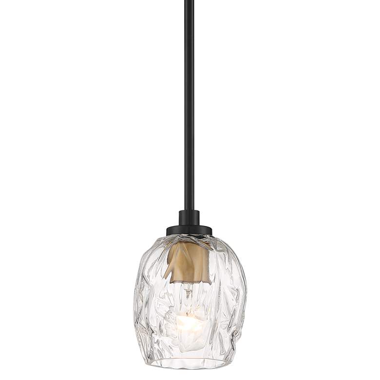 Stiffel Veronica 5 1/2" Wide Semi Gloss Black and Glass Mini Pendant