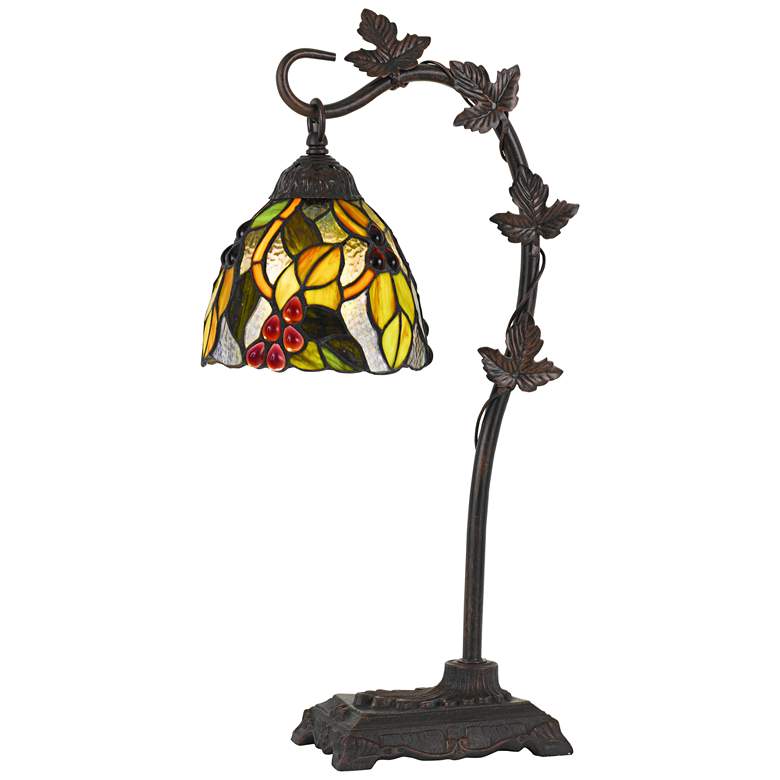 Cotulla Bronze Desk Lamp with Tiffany-Style Glass Shade