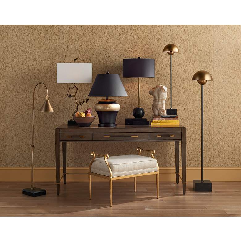 Currey and Company Vision Brass and Granite Arc Floor Lamp