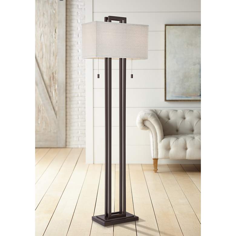 Possini Euro Design Double Tier Bronze Floor Lamp