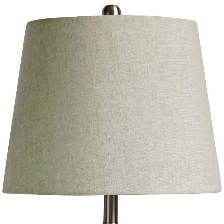 Alexa White Marble and Polished Nickel Pyramid Table Lamp