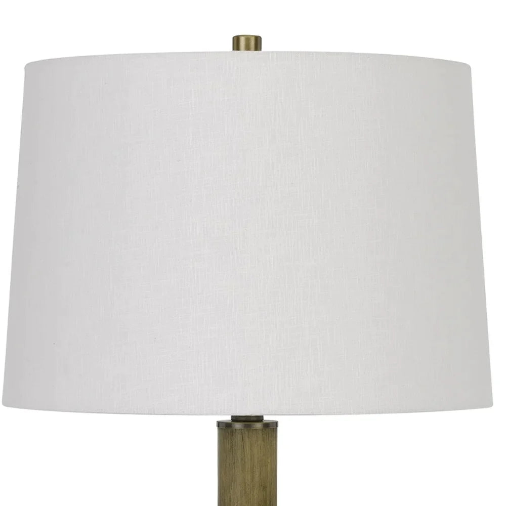 42 Inch Clear Glass Table Lamp with Dimmer and Oak Wood Accent