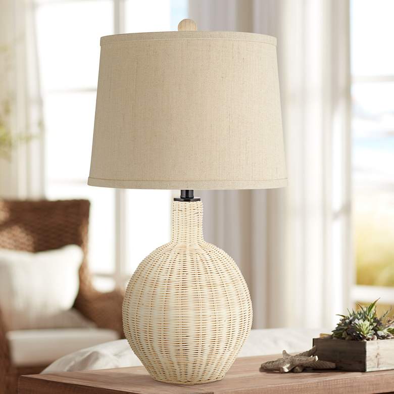 Anna Coastal Modern Light Rattan Table Lamp by 360 Lighting