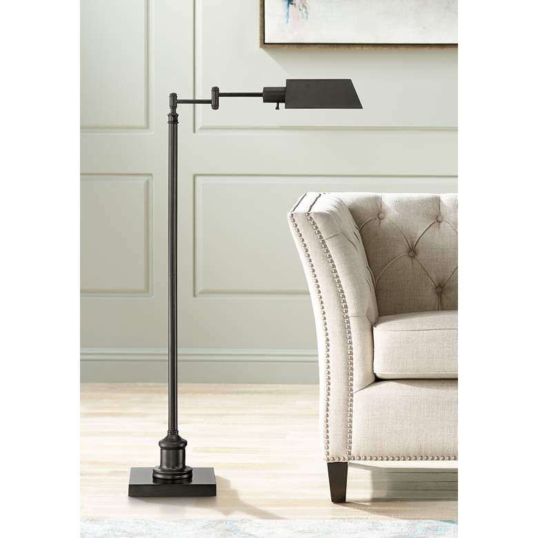 Jenson Dark Bronze Adjustable Height and Swing Arm Pharmacy Floor Lamp