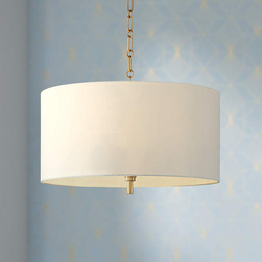 20" Wide Warm Gold Pendant Light with White Shade