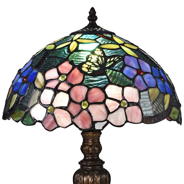 Fox Peony 19" High Bronze Tiffany-Style Accent Table Lamp