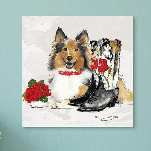 Collie Unframed 23 1/4" Square Glass Graphic Wall Art