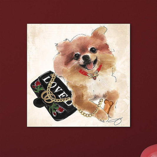 Pomeranian Unframed 23 1/4" Square Glass Graphic Wall Art