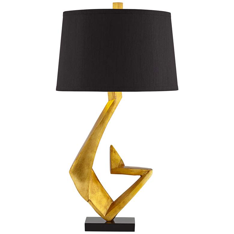 Euro Zeus Gold Leaf Table Lamp with Black Shade
