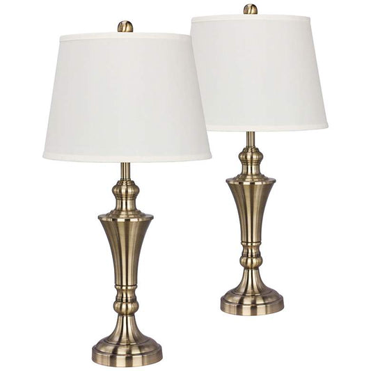 Palmetto Plated Antique Brass Table Lamp Set of 2