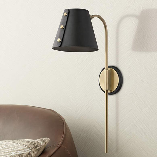 Mitzi Meta Aged Brass and Black LED Swing Arm Wall Lamp