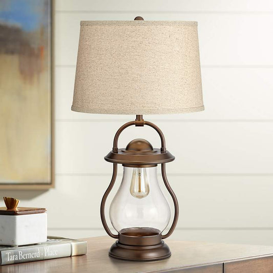 Fredrik Bronze Industrial Lantern Night Light Table Lamp